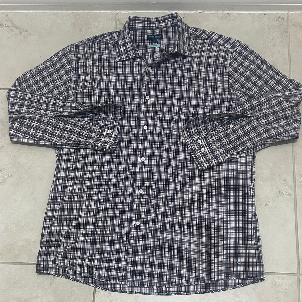 Peter Millar Crown Crafted Flex Finish Blue, White, Brown, Red Button Down